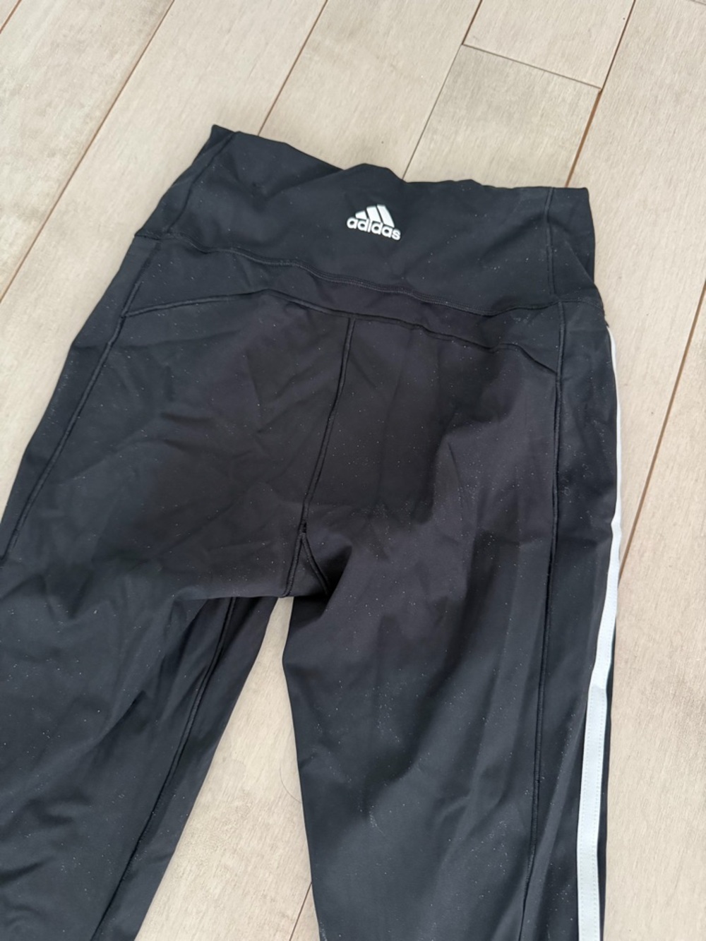 adidas Black Leggings with White Triple Side Stripes